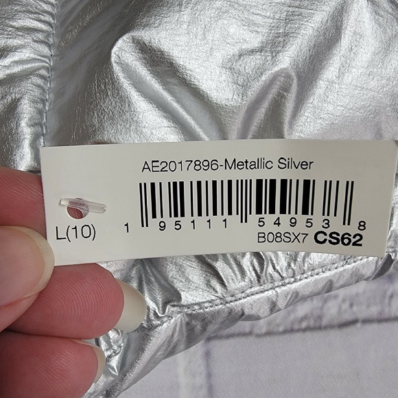 Girls Heavyweight Puffer Vest Silver Metallic Size Large (10) - Picture 6 of 8